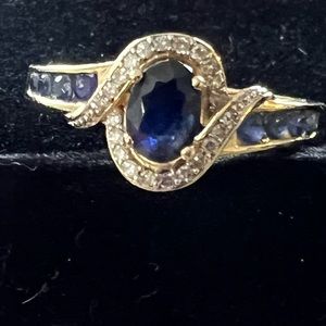Sapphire and Diamond bypass ring